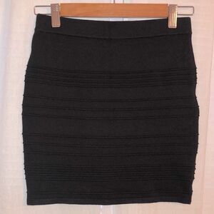Charlotte Russe M Black Knit Ribbed Mini Pencil Skirt